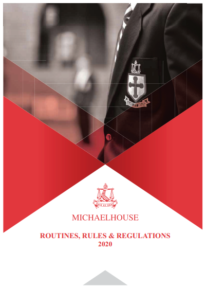 Routines, Rules and Regulations 2020 booklet cover for Michaelhouse